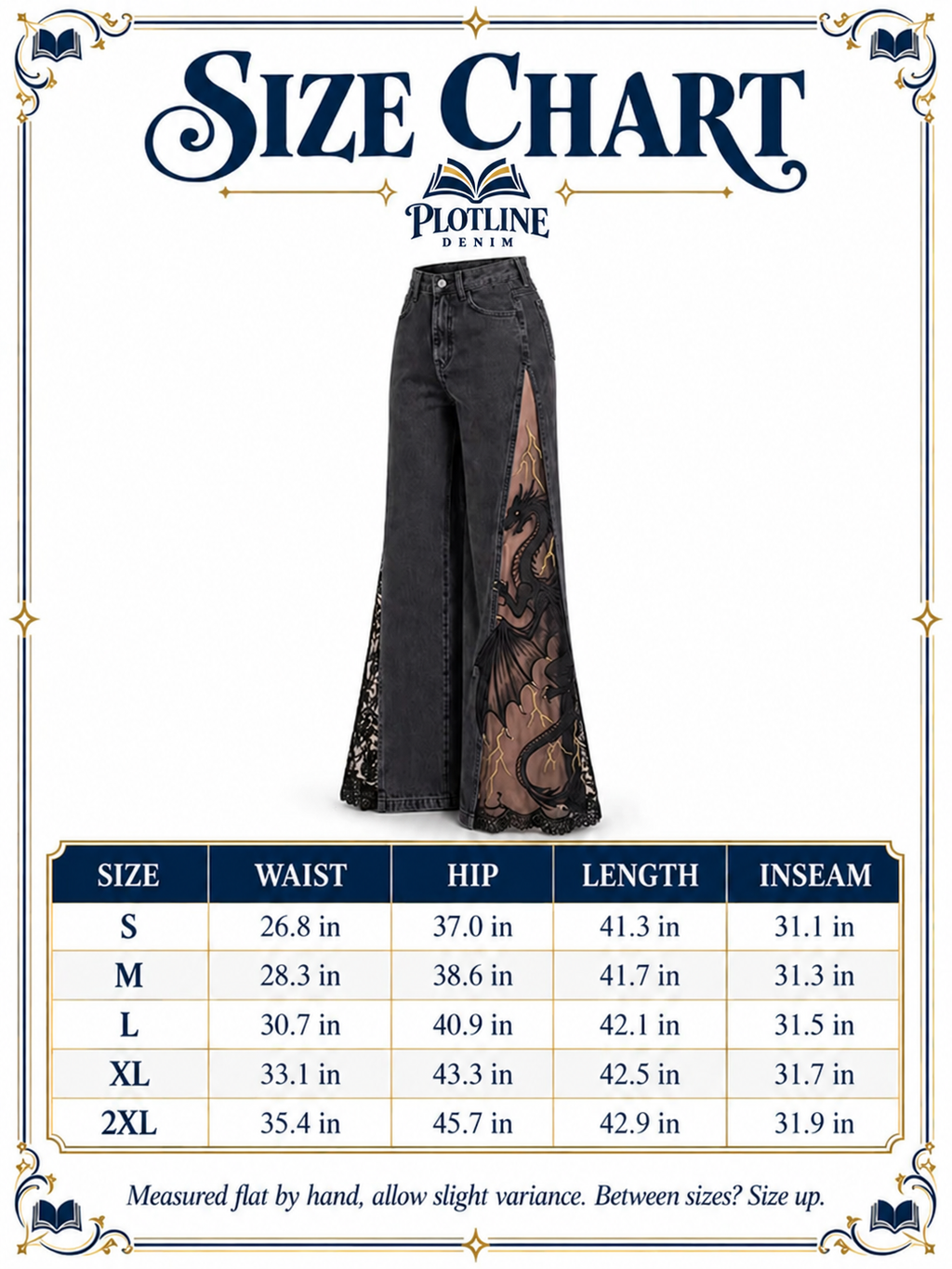 Plotline Denim size chart