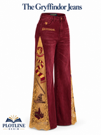 Gryffindor lace-slit jeans