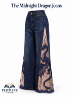 Midnight Dragon lace-slit jeans