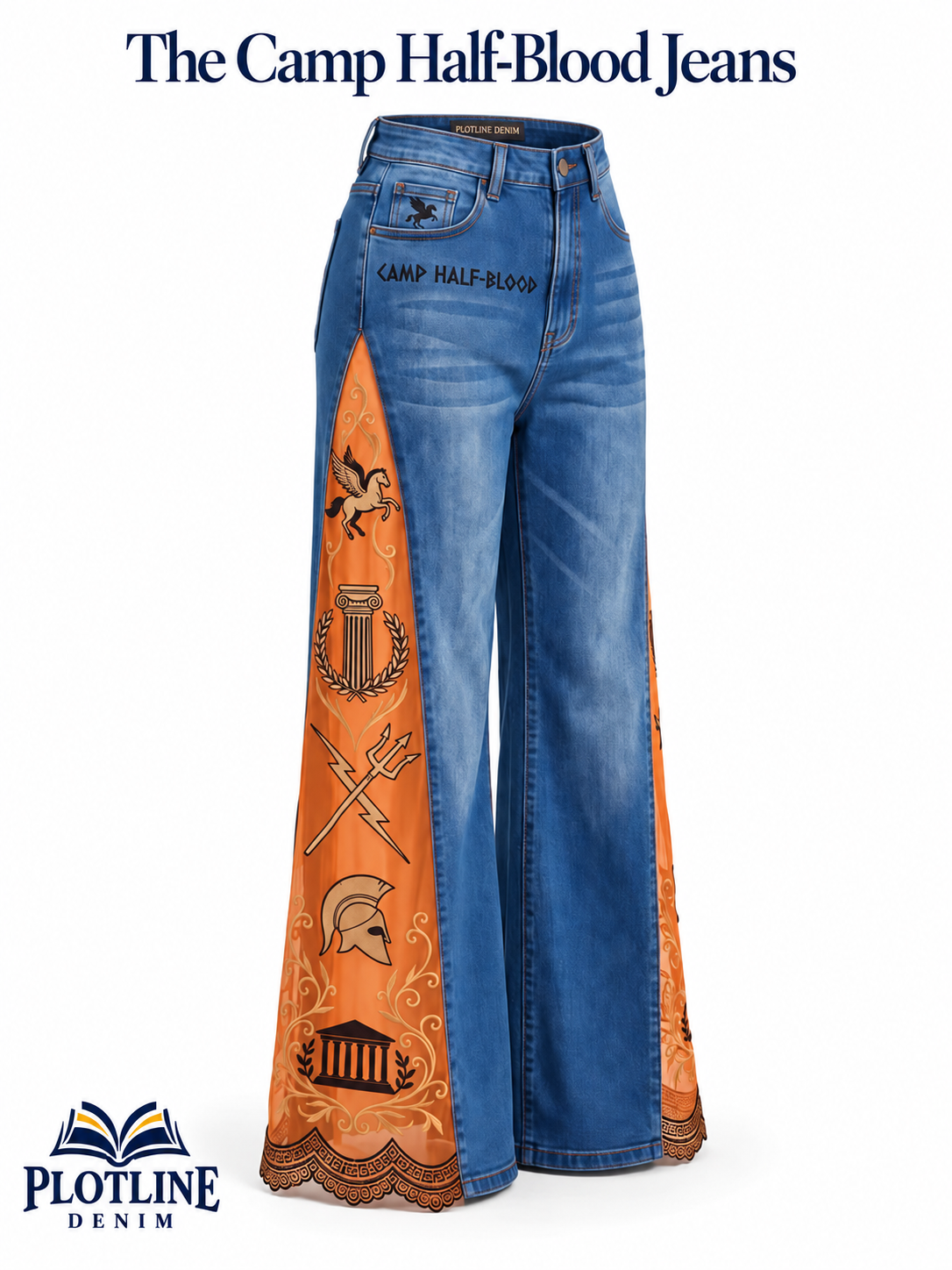 Camp Half-Blood lace-slit jeans