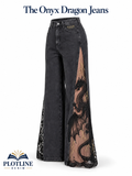 Onyx Dragon lace-slit jeans